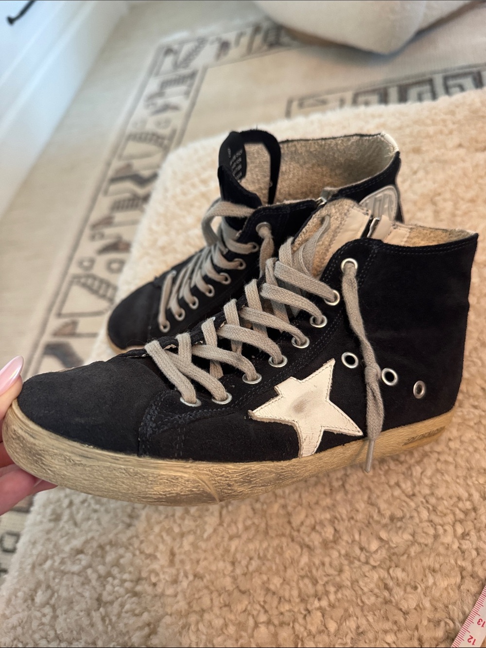 Black Francy Suede Golden Goose High-Top Sneakers with White Star